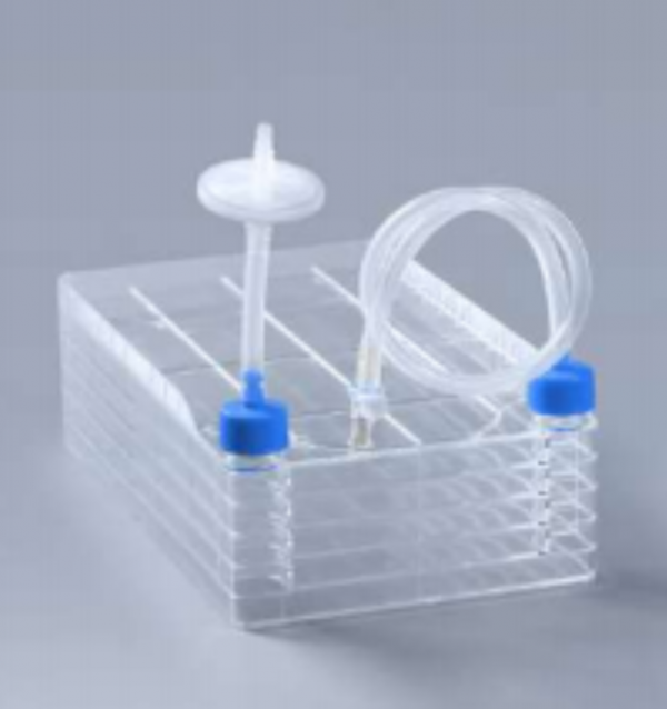 Bacterial filter setup with a clear container and tubing