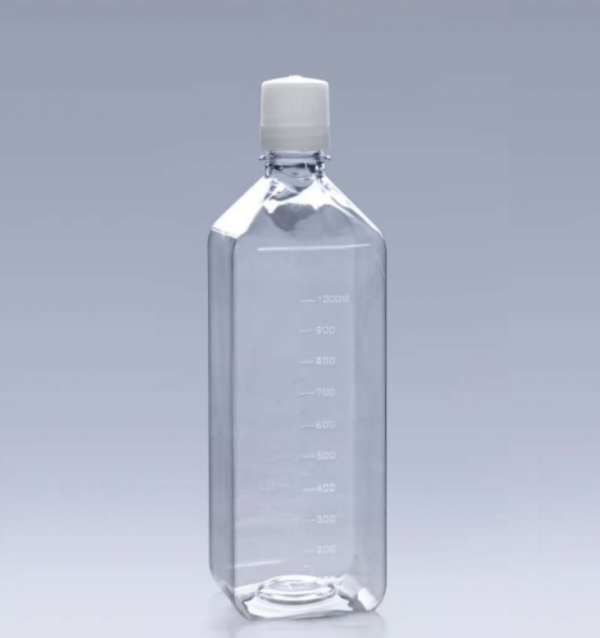 Clear plastic bottle with measurement markings, often used with bacterial filters.