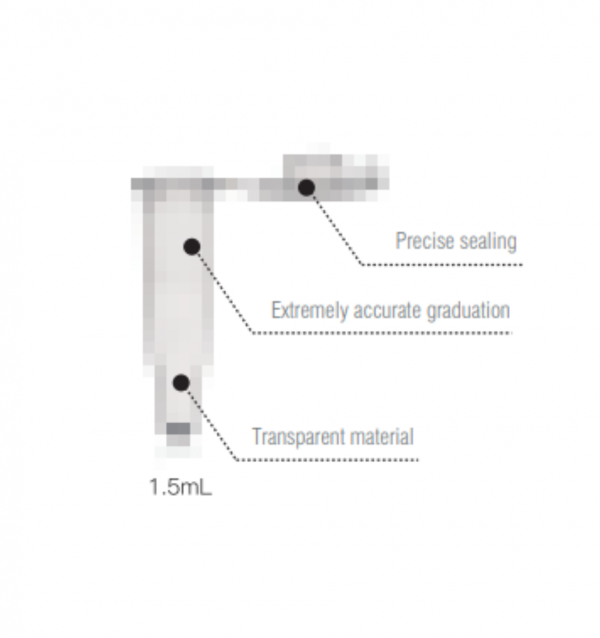 1.5mL tube showing precise sealing and transparent material.