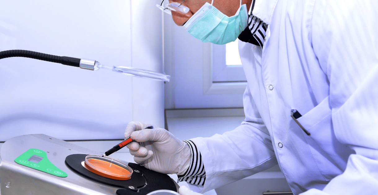 Scientist working with a petri dish in a laboratory, emphasizing the role of bacterial filters.